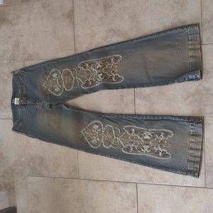 HKR Collections embroidery and studded jeans, very unique
